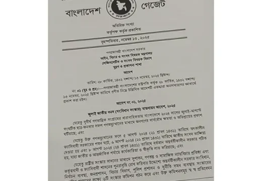 জুলাই জাতীয় সনদ বাস্তবায়নে আদেশ জারি করলেন প্রেসিডেন্ট সাহাবুদ্দিন